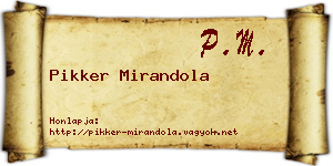 Pikker Mirandola névjegykártya